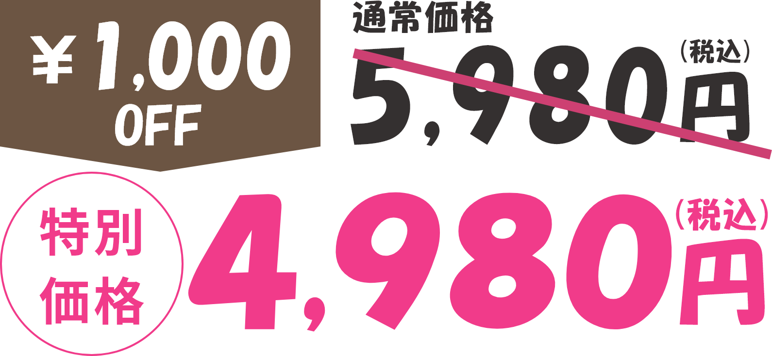 通常価格5,980円が特別価格で4,980円